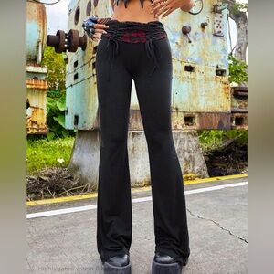 ROMWE PUNK Drawstring Waist Flare Pants